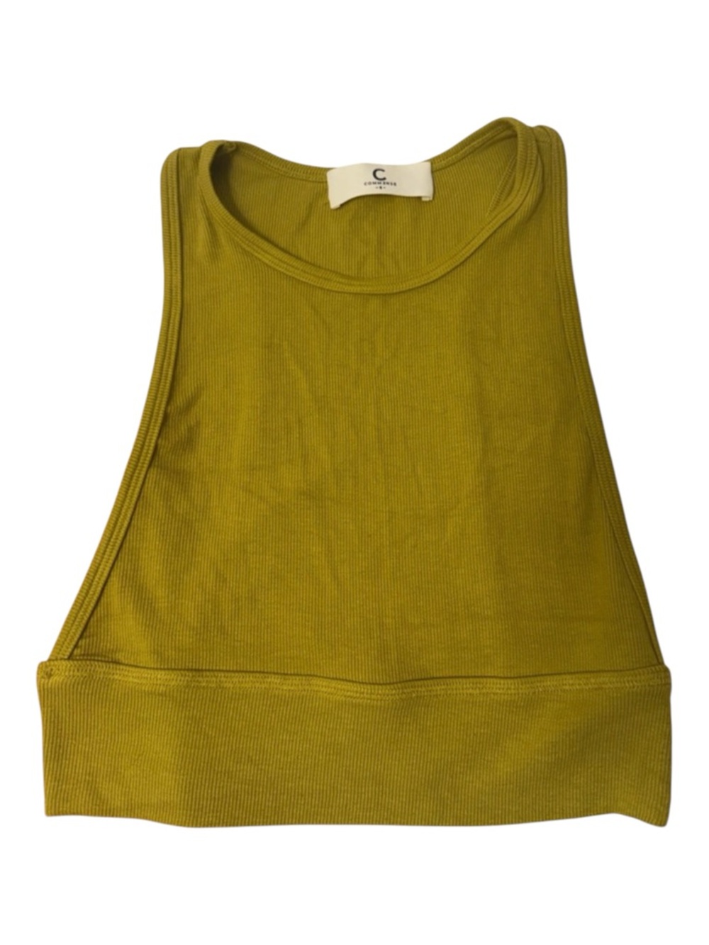 Commense Chartreuse Green Racerback Crop Tank Top Small